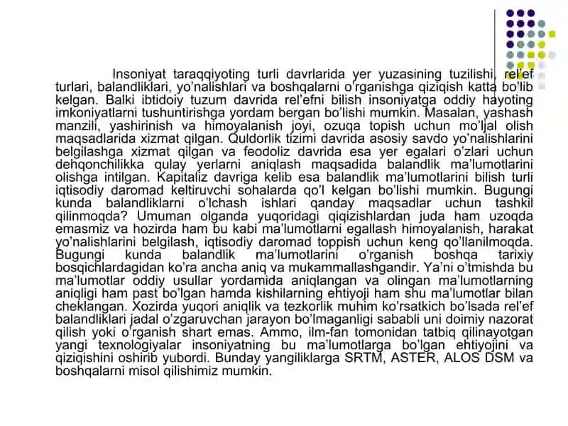 GOOGLE EARTH MA’LUMOTLARI ASOSIDA SULTON UVAYS TOGINING BALANDLIK KONTURINI TUZISH 2