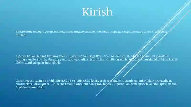 4-Guruh Kationlarining Umumiy Tavsifi Va Guruh Reagentining Ta'Siri 2