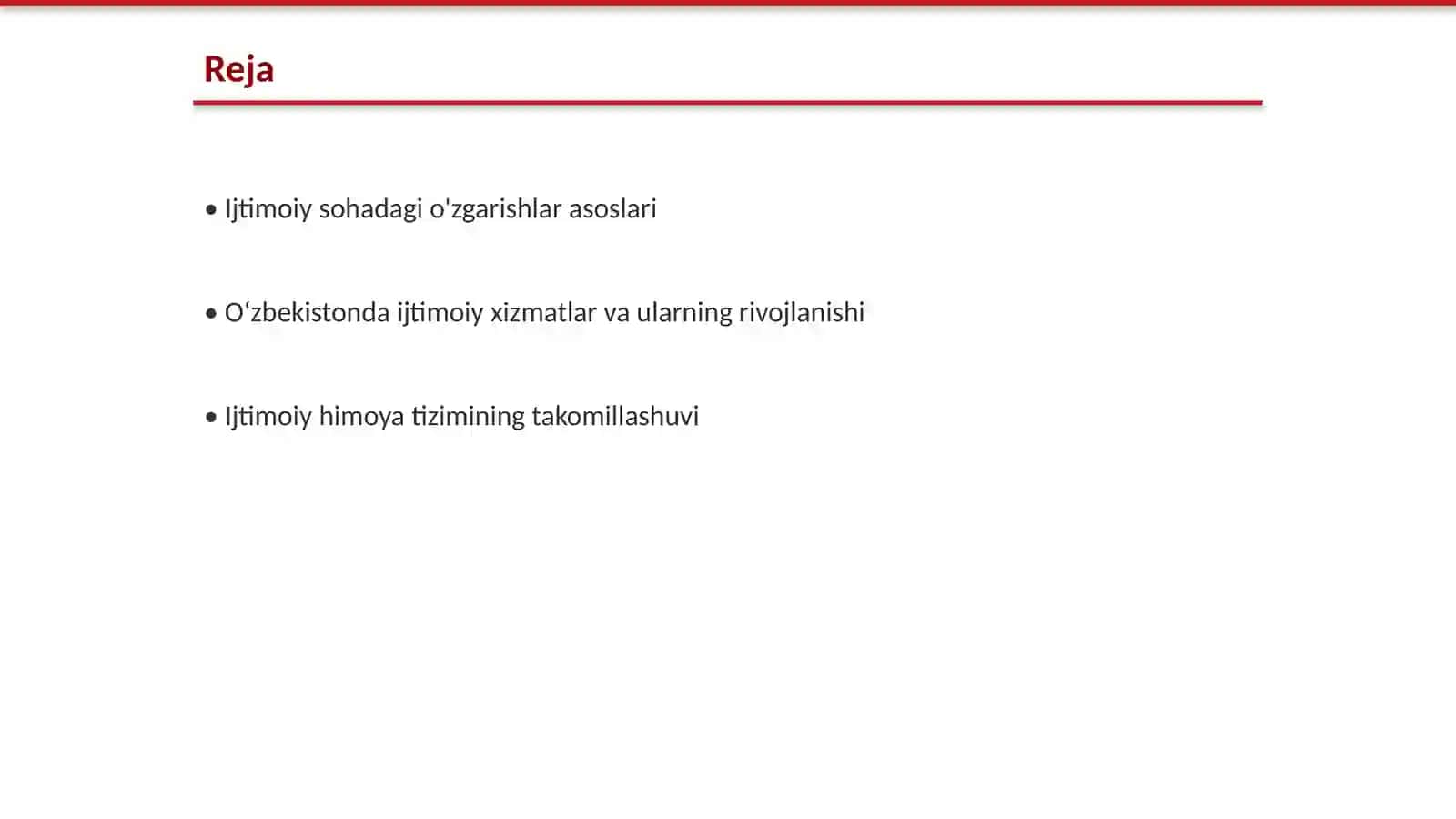 O'zbekistondagi ijtimoiy sohada o'zgarishlar 2