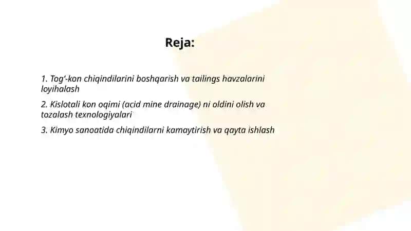 Togʻ-kon, kimyo, metallurgiya sanoati va atrof-muhitni muhofazasi 2