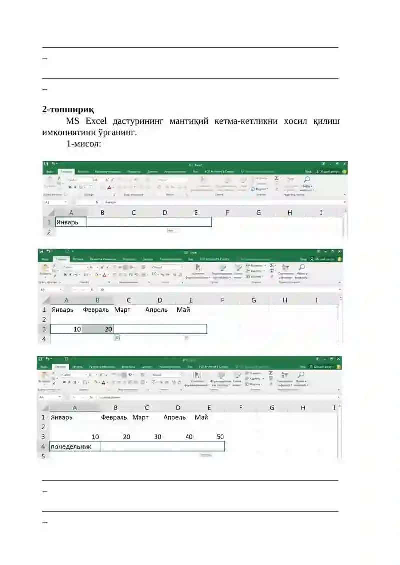 IQTISODIY MASALALARNI YECHISHDA JADVAL MUXARRIRLARIDAN FOYDALANISH (MICROSOFT EXCEL) 2
