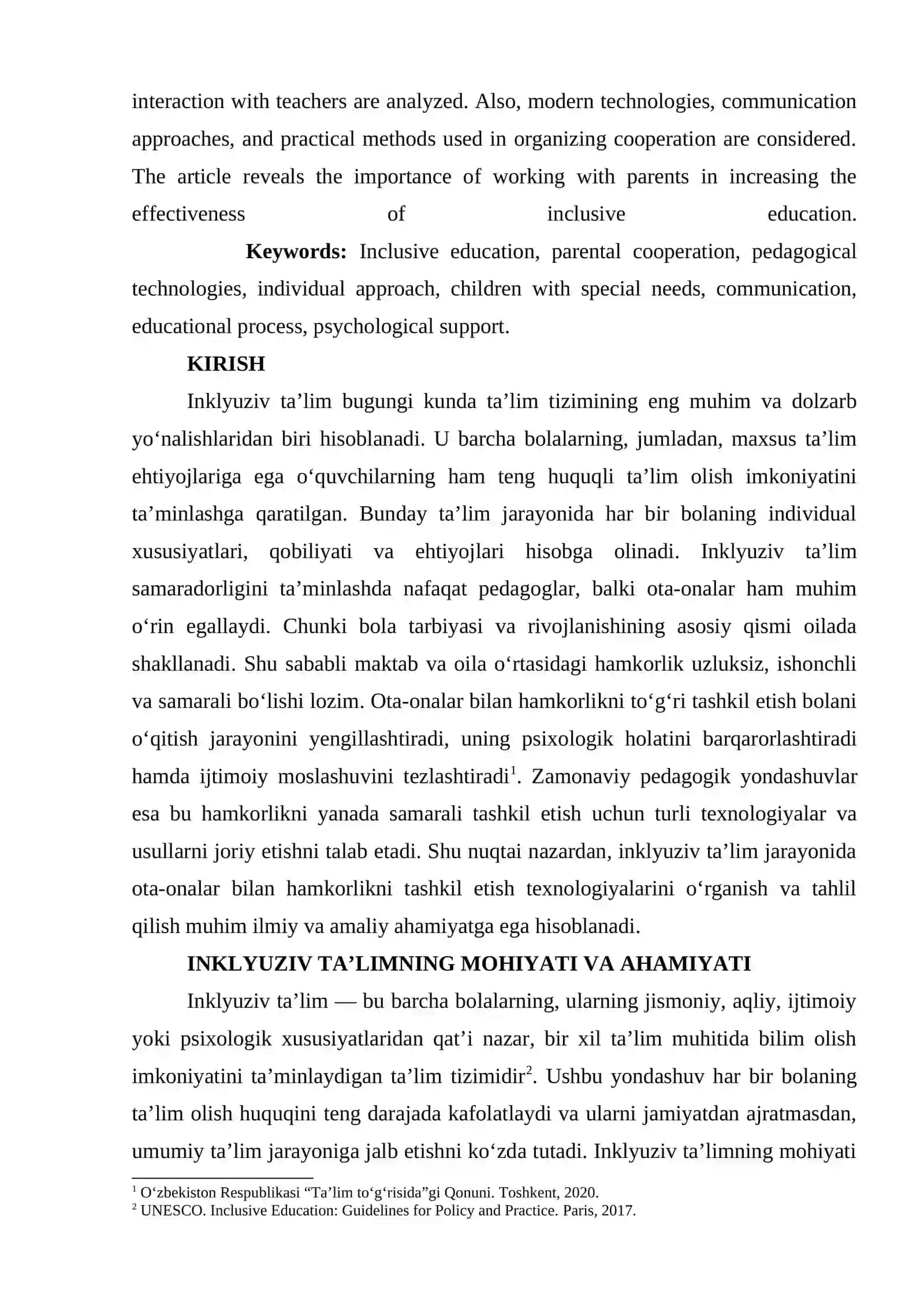 Inklyuziv taʼlim jarayonida ota-onalar bilan hamkorlikni tashkil etish texnologiyalari 2