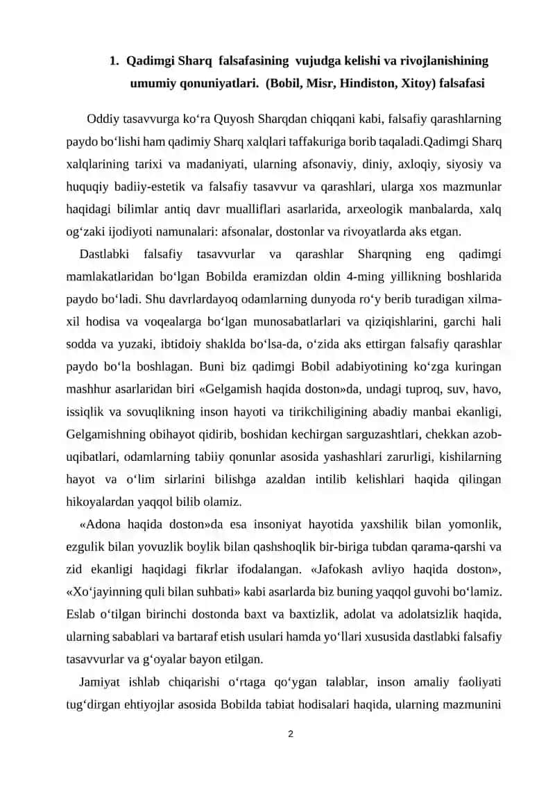 FALSAFIY TAFAKKUR TARAQQIYOTI BOSQICHLARI SHARQ FALSAFASI. 2