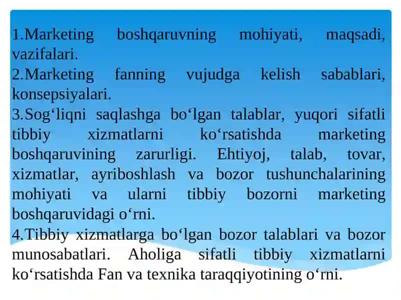 Мarketing nazariyalari va konsepsiyalari 2