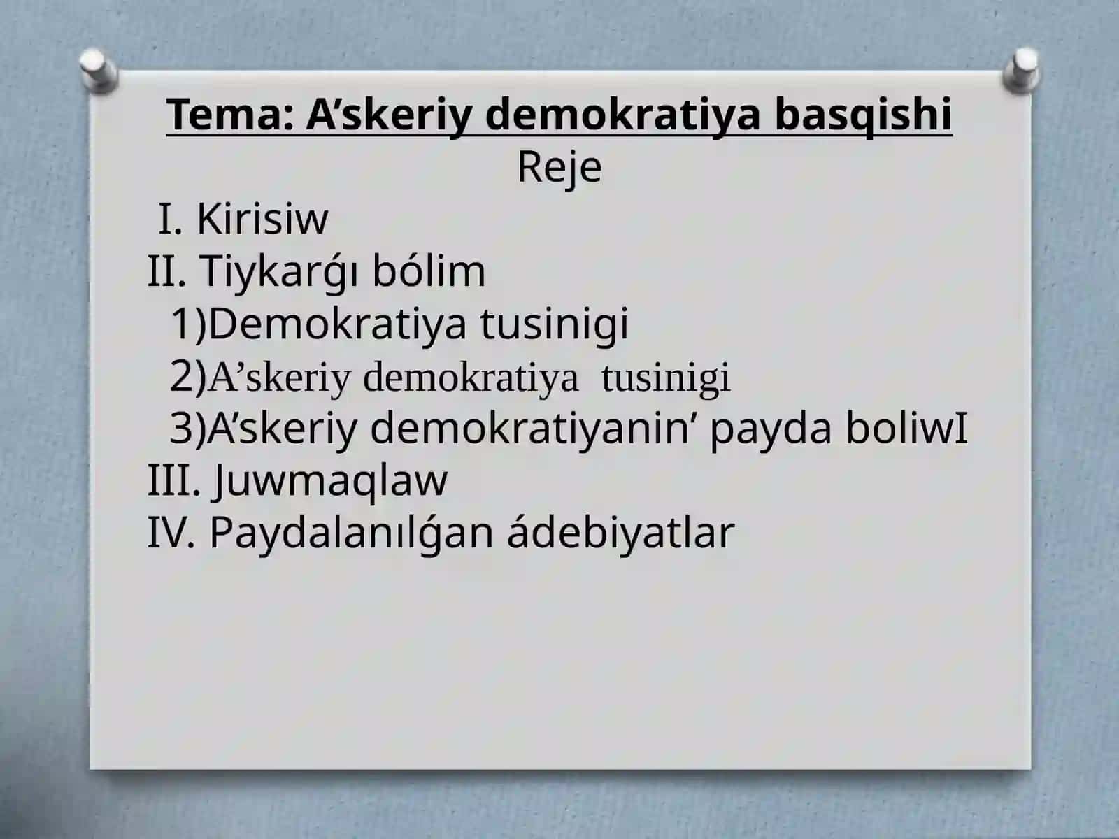 A’skeriy demokratiya basqishi 2