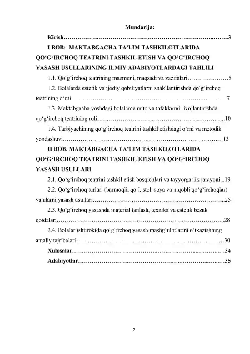 Maktabgacha ta'lim tashkilotlarida qoʻgʻirchoq teatrini tashkil etish va qoʻgʻirchoq yasash usullari 2