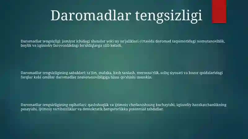 Daromadlar Tengsizligi 2