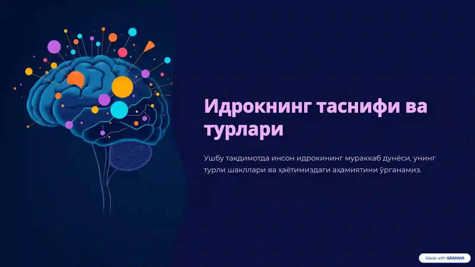 Идрокнинг таснифи ва турлари 2