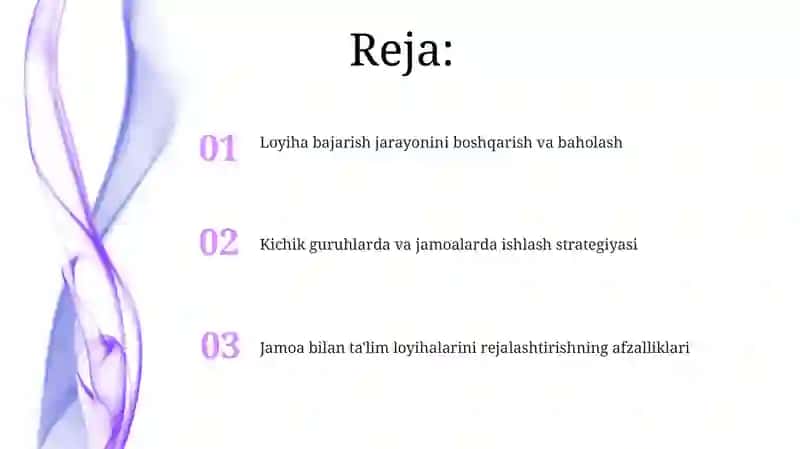 Juftlik, kichik guruh va jamoada oʻquv loyihalarini tayyorlash 2