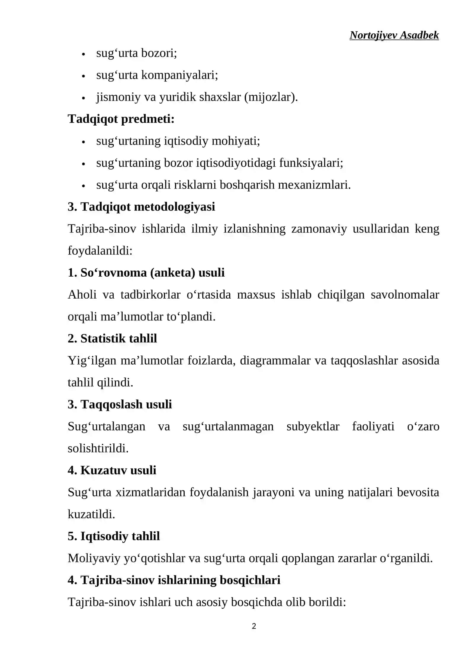 SUG'URTANING IQTISODIY MOHIYATI VA UNING BOZOR MUMOSABATLARIDA TUTGAN O'RNI 2