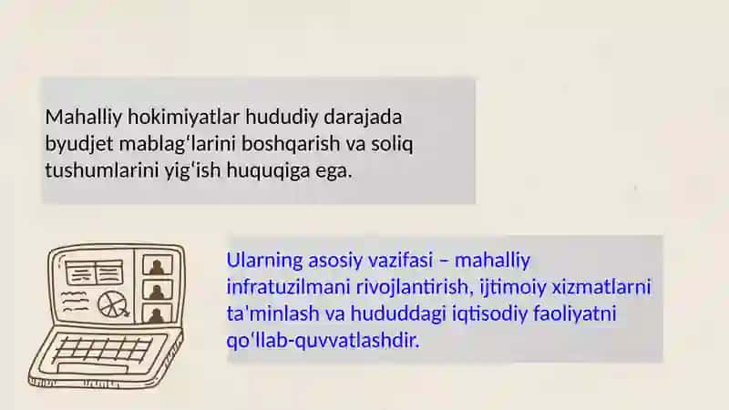 Mahalliy hokimiyatlarning soliq-budjet huquqlarini oshirish masalalari 2