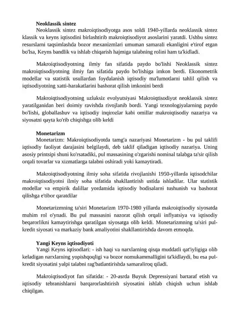 Makroiqtisodiyotning Fan Sifatida Shakillanishi Va Rivojlanishi 2