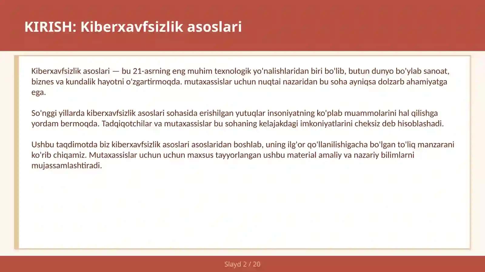 KIBERXAVFSIZLIK ASOSLARI 2