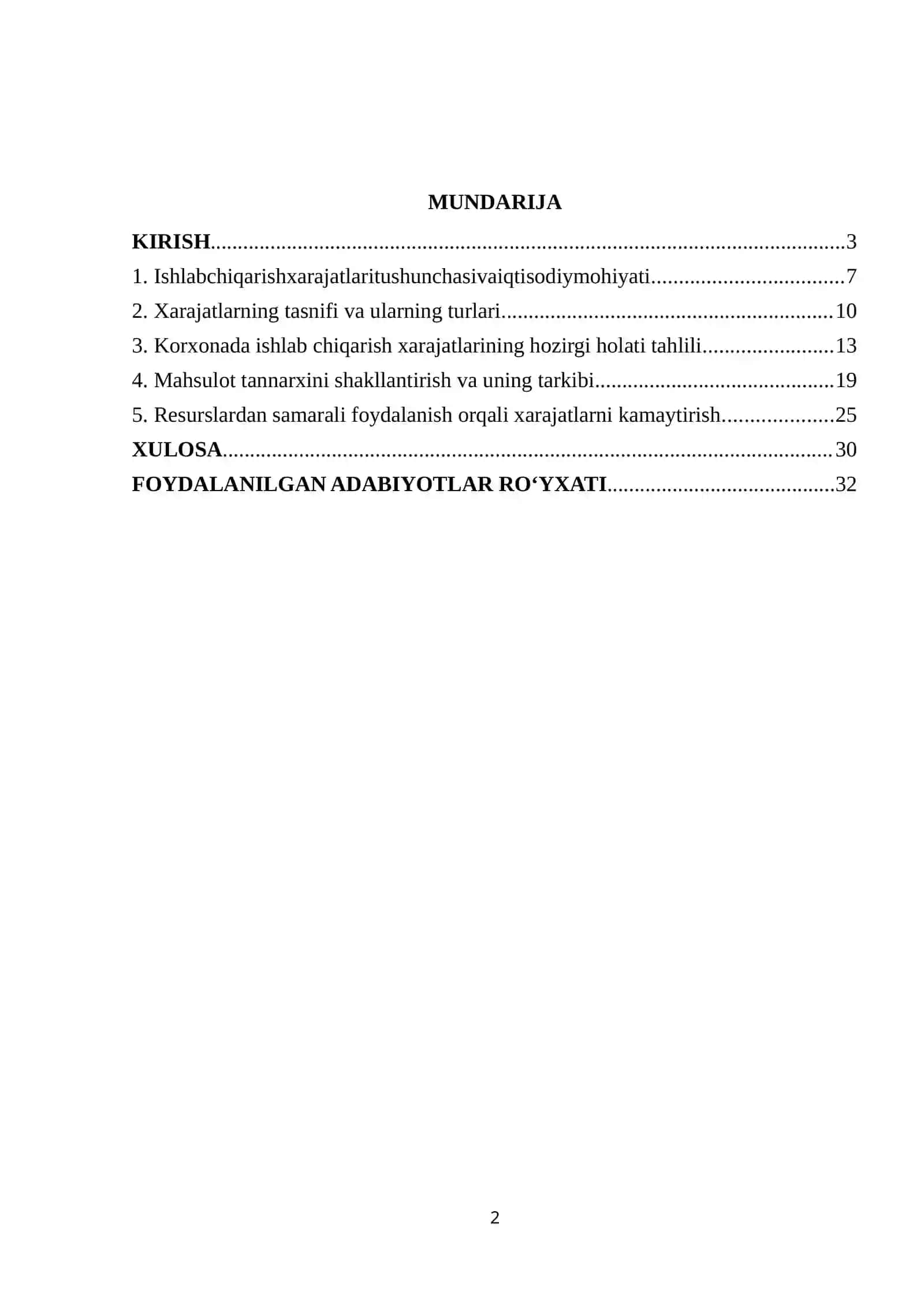 Ishlab chiqarish xarajatlari va ularni kamaytirish yollari 2