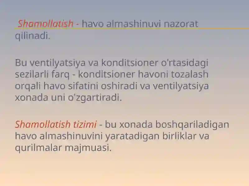 Ventilyatsiya tizimlarining tasnifi 2