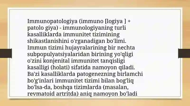 Immunopatologiya va uning o‘sma hujayralari kelib chiqishidagi ahamiyati 2