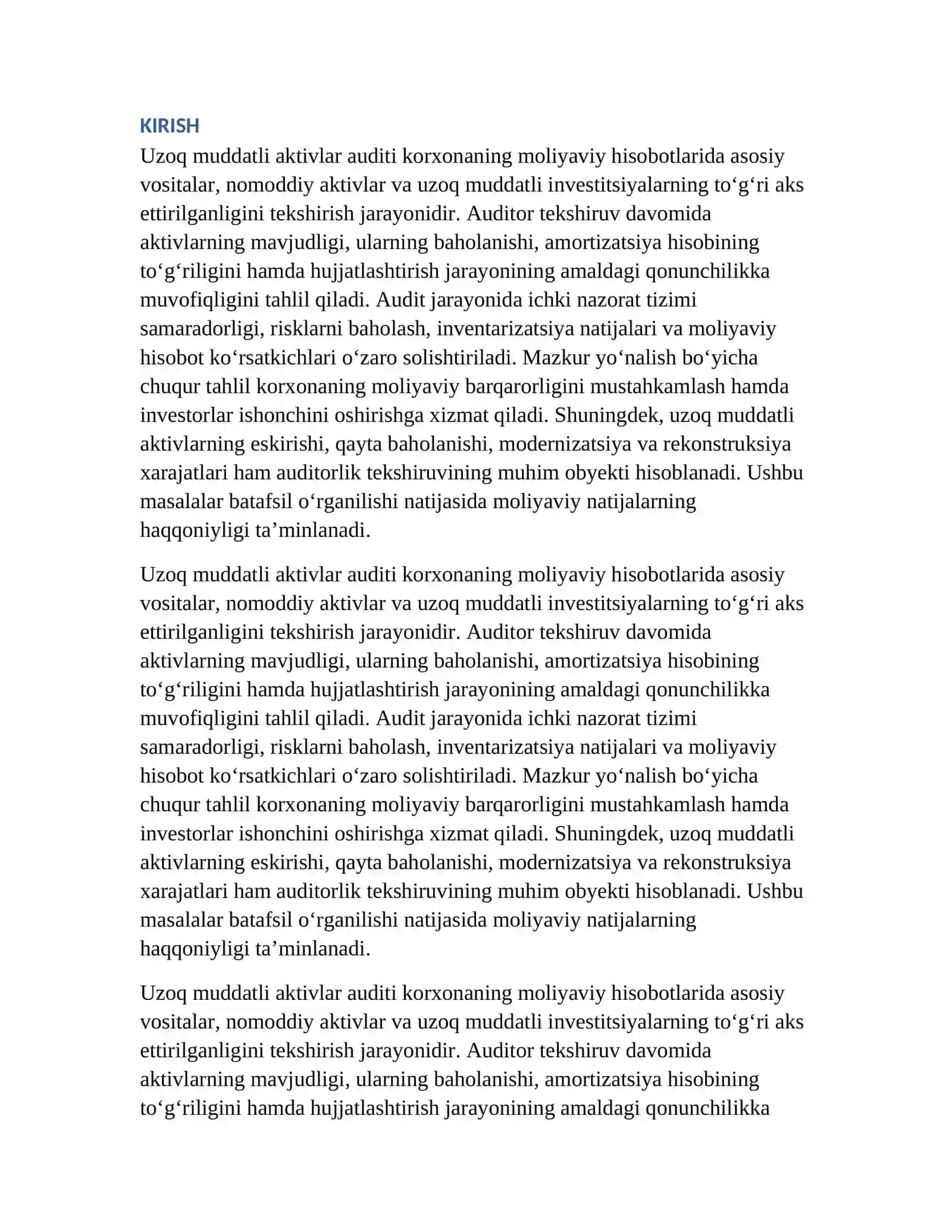 UZOQ MUDDATLI AKTIVLAR AUDITI 2