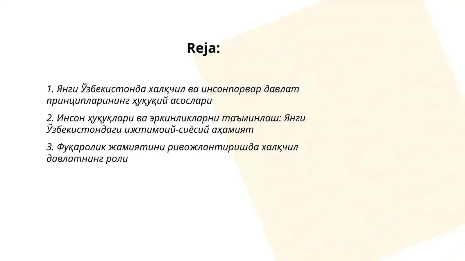 Янги Ўзбекистонда халқчил ва инсонпарвар давлат қуришнинг ижтимоий сиёсий аҳамияти 2