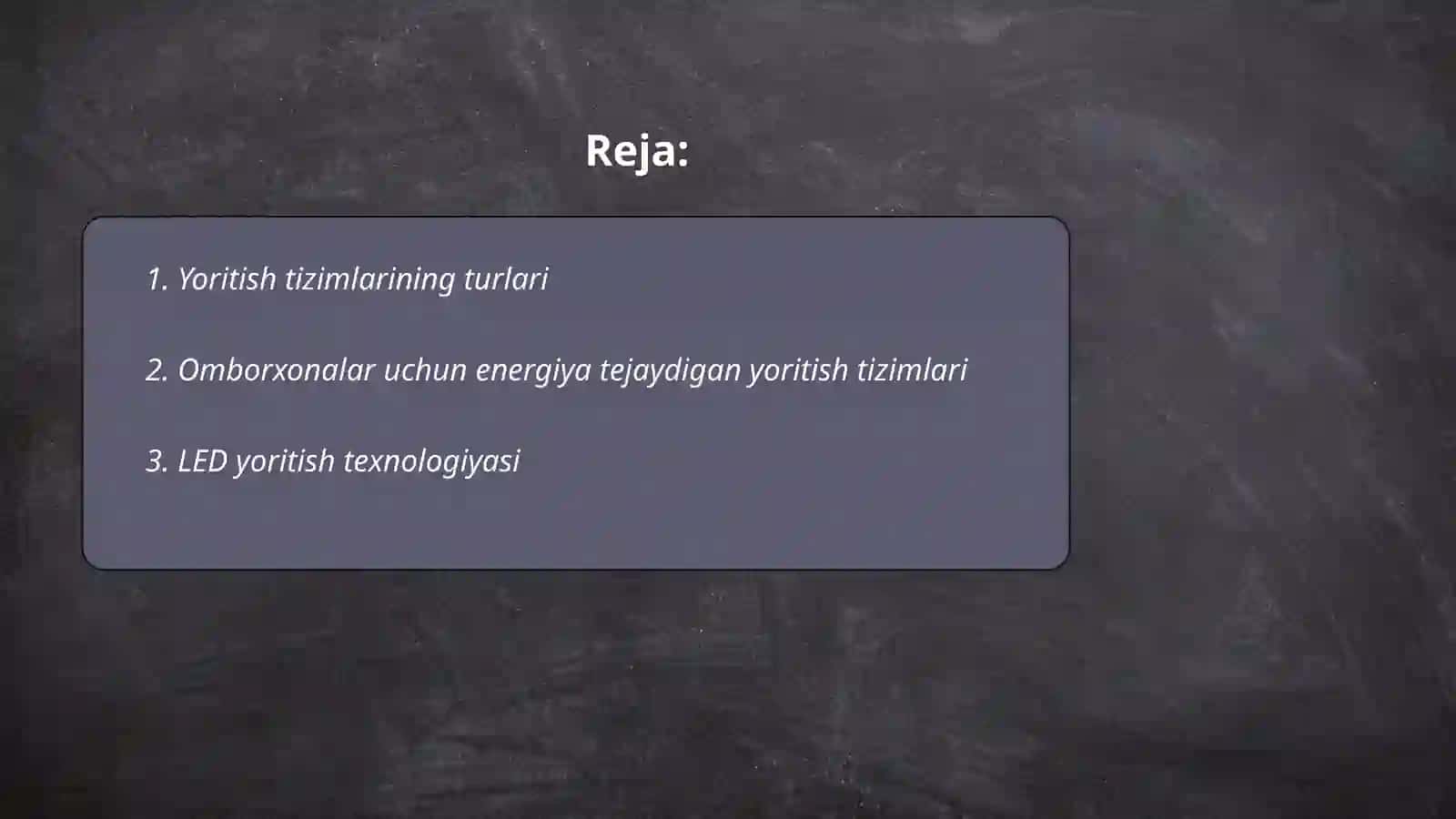 Omborxonalarda yoritish tizimlarini elektr bilan taminlash 2