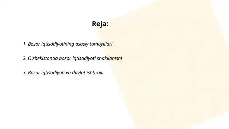 Bozor iqtisodiyotining mohiyati va uning Oʻzbekistondagi xususiyatlari 2