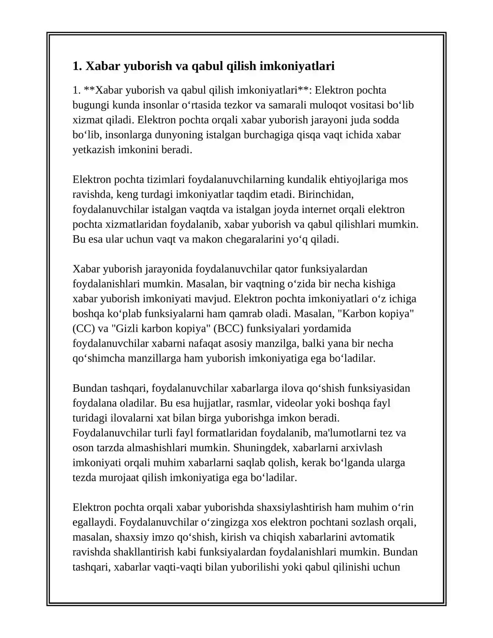ELEKTRON POCHTANING IMKONIYATLARI 2