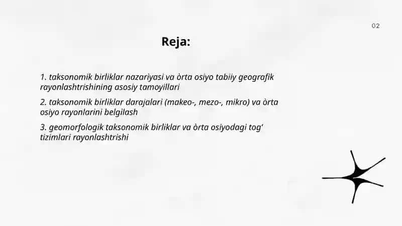 Taksonomik birliklar doirasida òrta osiyo ólkasini tabiiy geografik rayonlashtrish 2