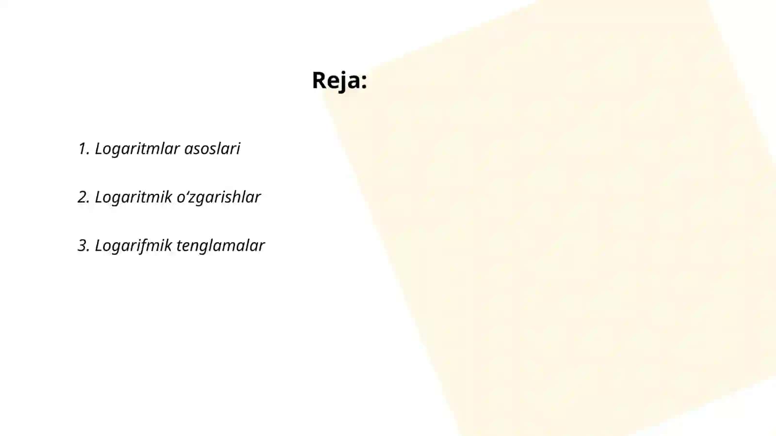 Logaritmlar asoslari 2