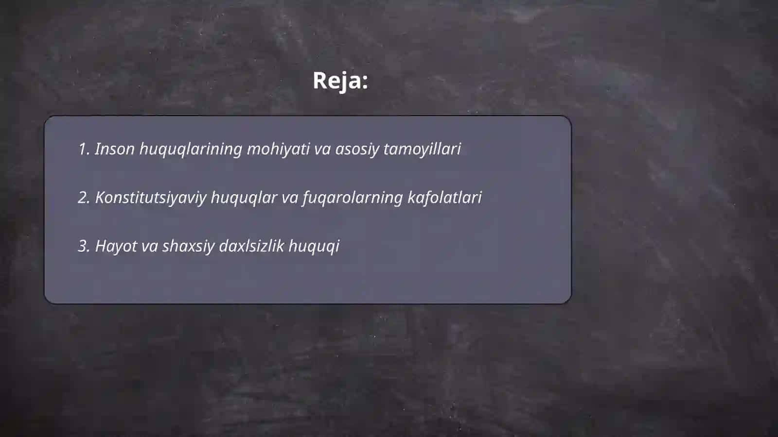 Inson va fuqarolarning asosiy huquqlari va erkinliklari 2