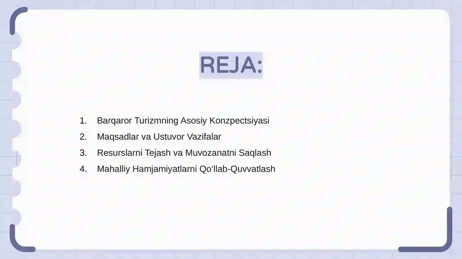 Barqaror turizm strategiyalarini ishlab chiqish va amalga oshirish 2