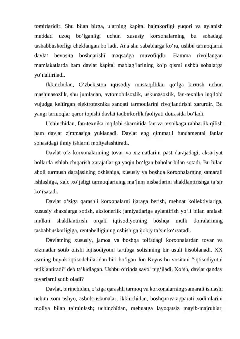 O‘ZBEKISTONDA DAVLAT MULKINI XUSUSIYLASHTIRISH VA BOSHQARISH – IQTISODIYOTNI TARTIBGA SOLISH VOSITASI 2