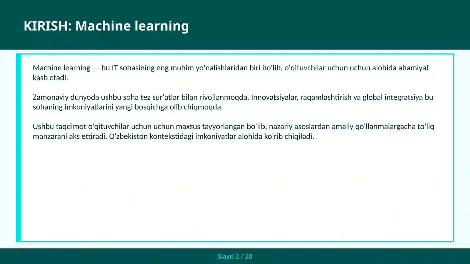 MACHINE LEARNING 2