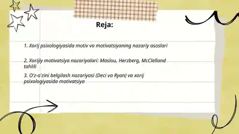 Xorij psixologiyasida motiv va motivatsiya muammosi 2