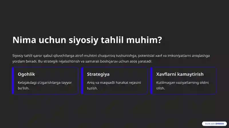 Siyosiy vaziyatlarni tahlil qilish va ssenariy usuli 2