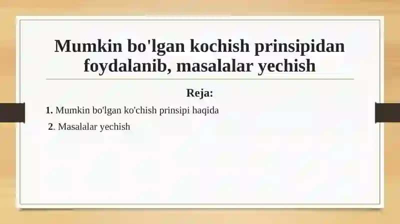 Mumkin bo'lgan kochish prinsipi 2