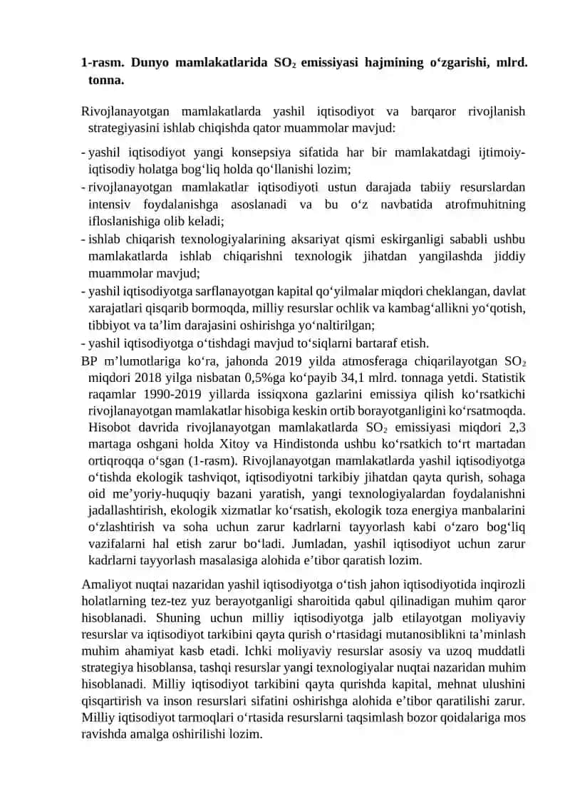 Rivojlanayotgan mamlakatlarda “yashil iqtisodiyot”ga o‘tish tajribasi (Xitoy tajribasi) 2