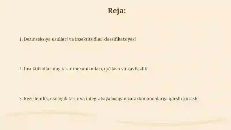 Dezenseksiya qilish usullari va insektisidlar haqida tushuncha 2