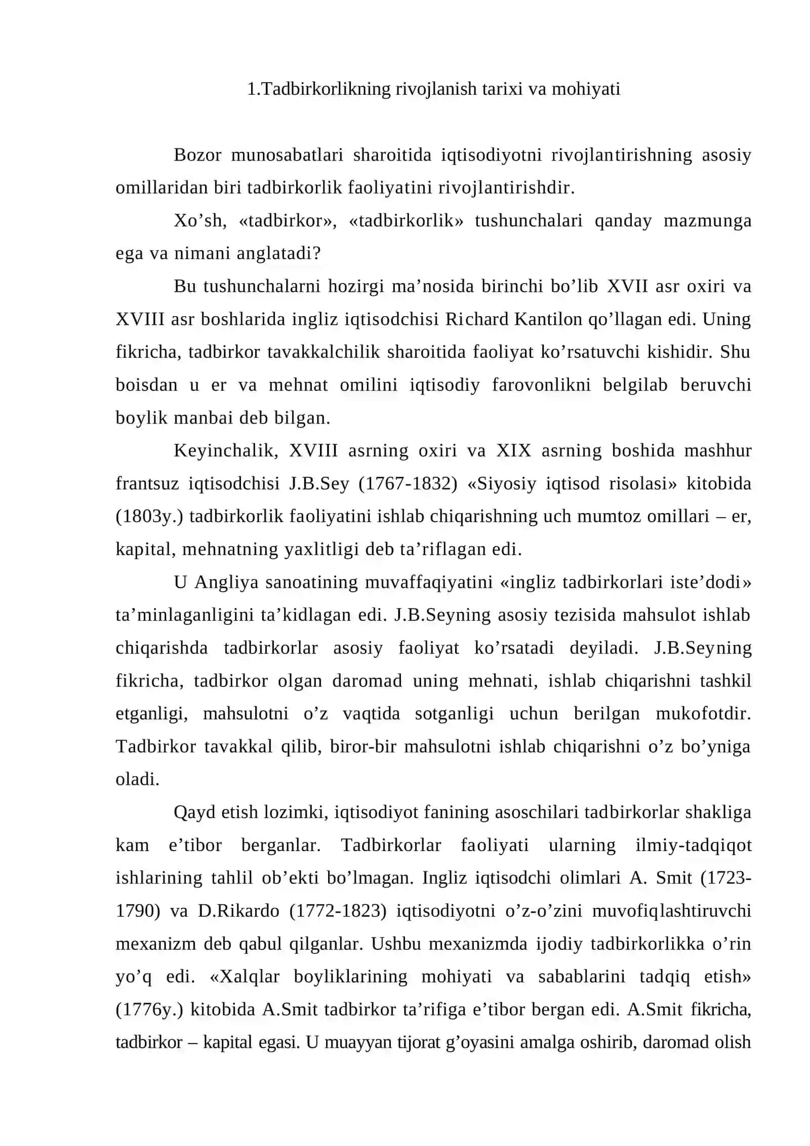 Tadbirkorlikning ijtimoiy-iqtisodiy mohiyati 2
