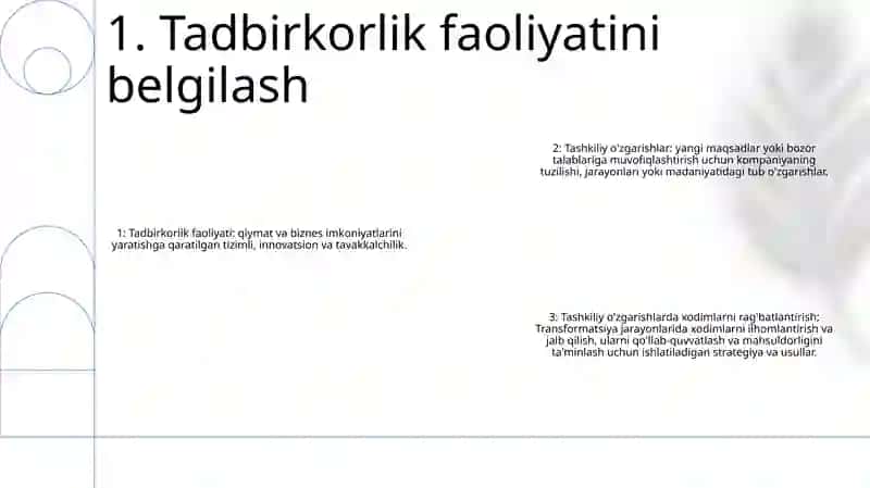 Tadbirkorlik Faoliyati Tashkil Qilish Tashkiliy OʻZgarishlarni Amalga Oshirishda Xodimlarning Matevatsiyasi 2