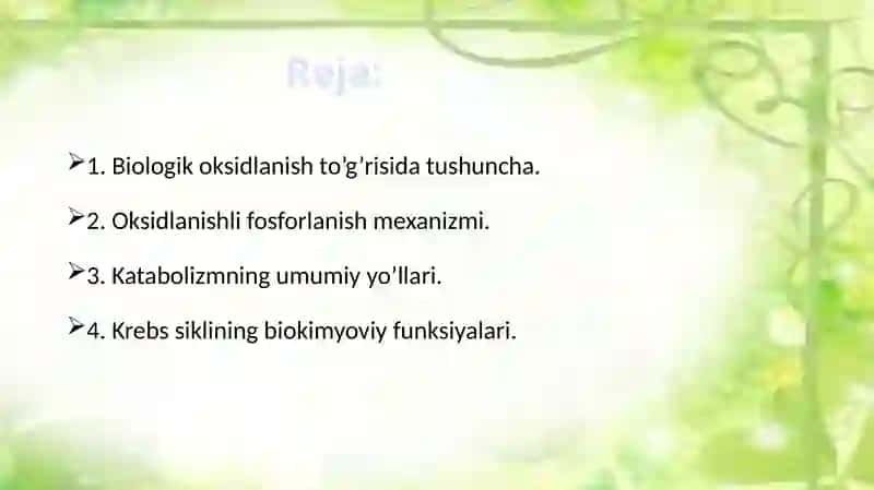Biologik oksidlanish 2