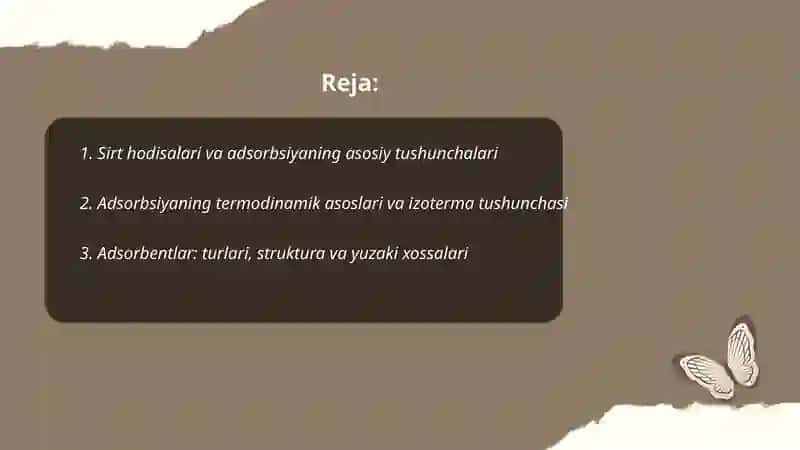 Sirt hodisalar va adsorbsiya 2