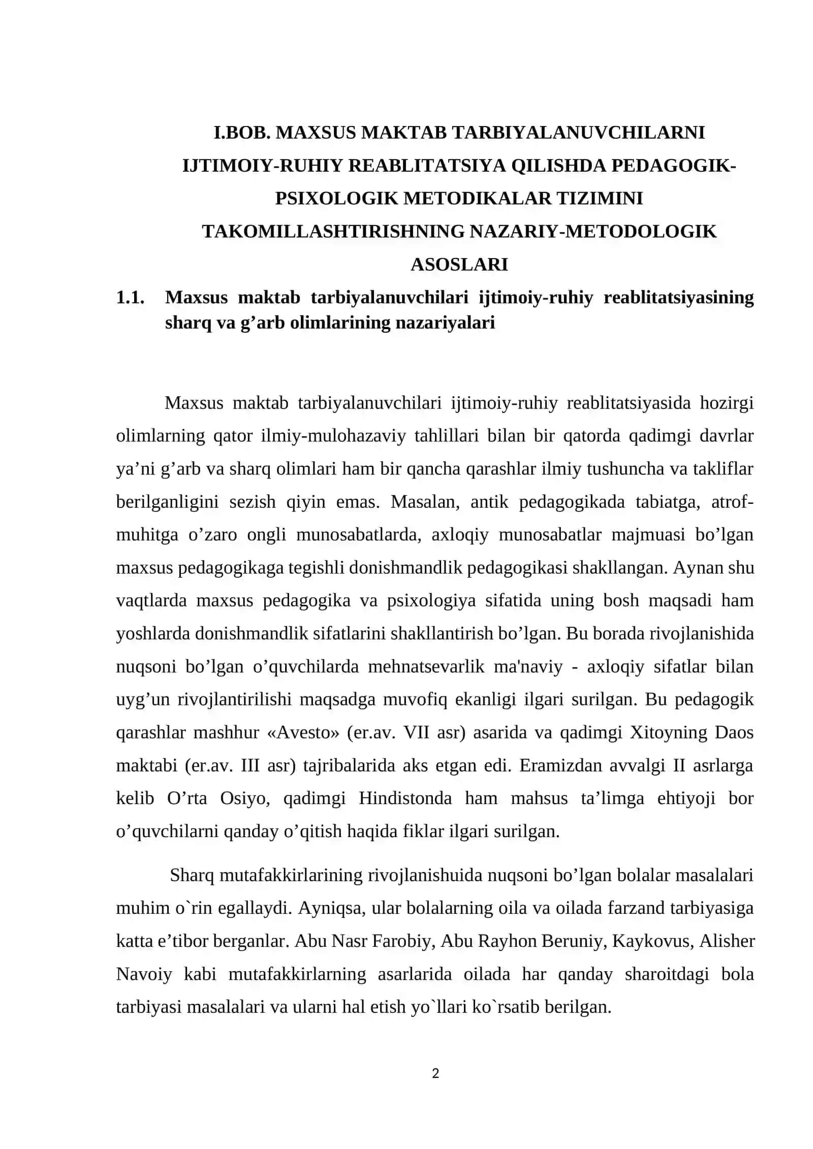 Мaxsus maktab tarbiyalanuvchilarni ijtimoiy-ruhiy reablitatsiya qilishda pedagogik-psixologik metodikalar tizimini takomillashtirishning nazariy-metodologik asoslari 2