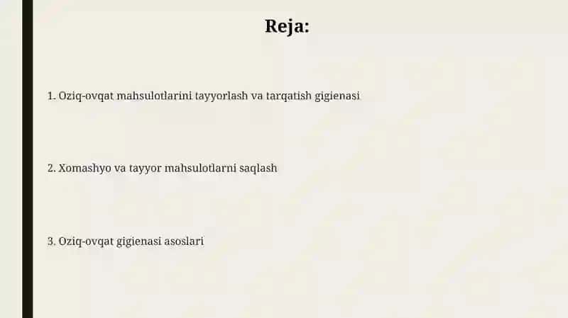Oziq ovqat gigienasining ummumiy tamoillari 2