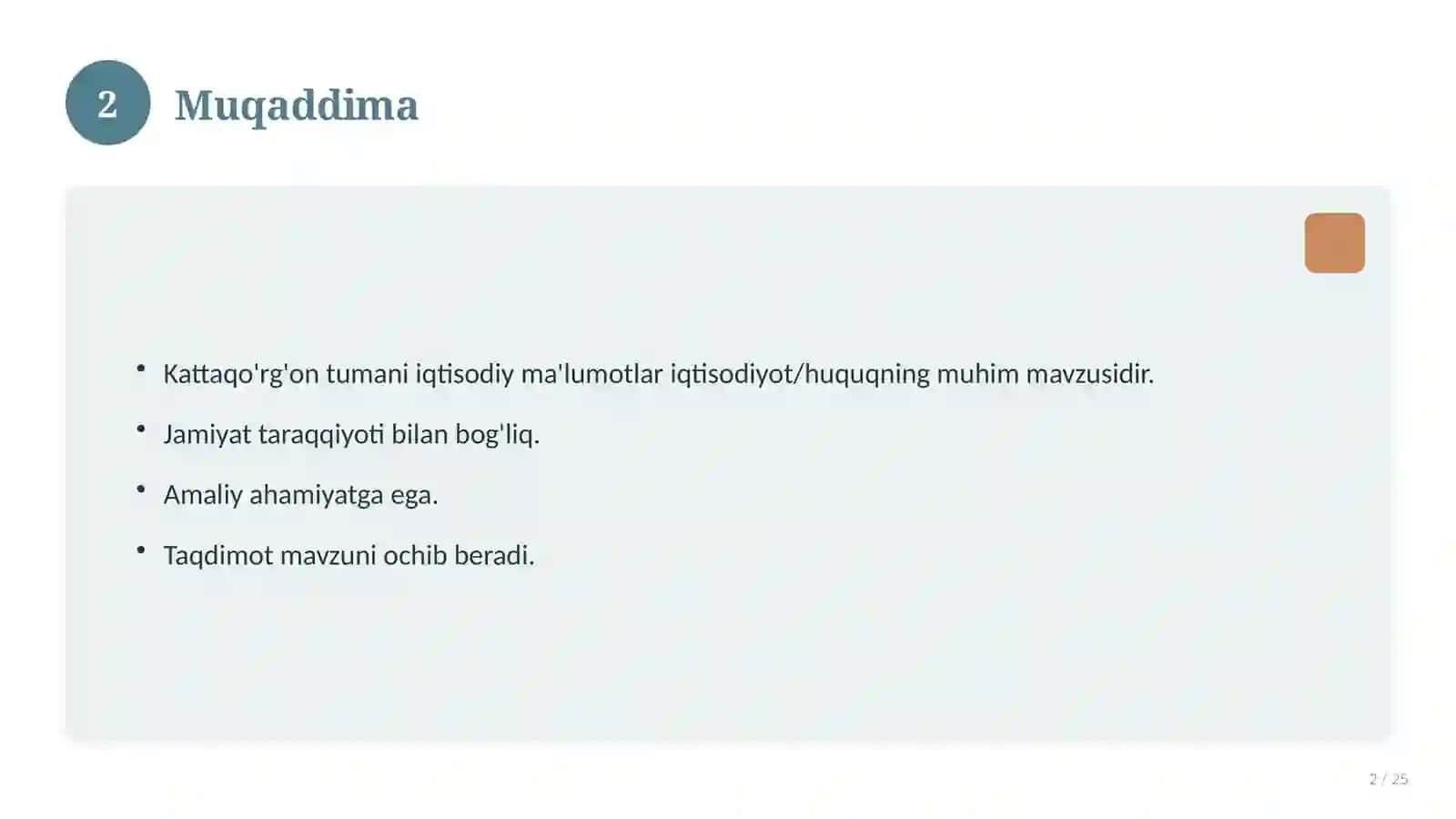 Kattaqo'rg'on tumani iqtisodiy ma'lumotlar 2