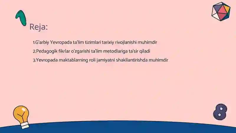 G'arbiy Yevropada ta'lim tizimlari tarixiy rivojlanishi 2
