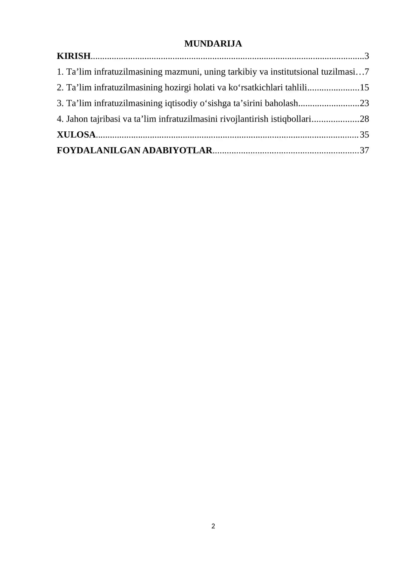 Ta’lim infratuzilmasi iqtisodiyoti 2