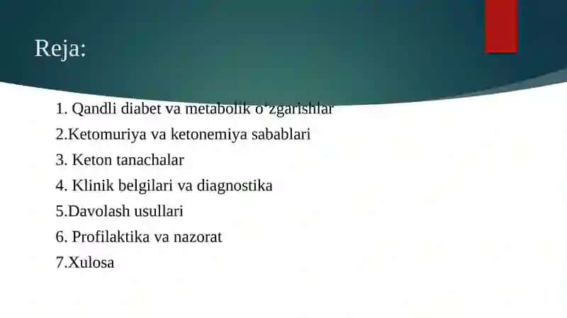 Qandli diabet va ochlikda ketomuriya va ketonemiya 2
