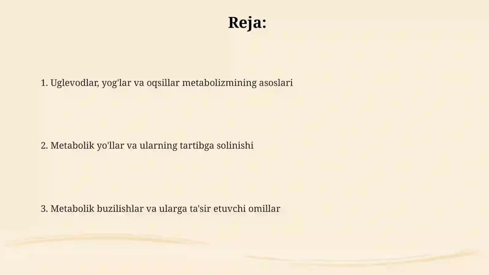 Moddalar almashinuvi uglevod yog va oqsil metabalizimi fiziologiyasi 2