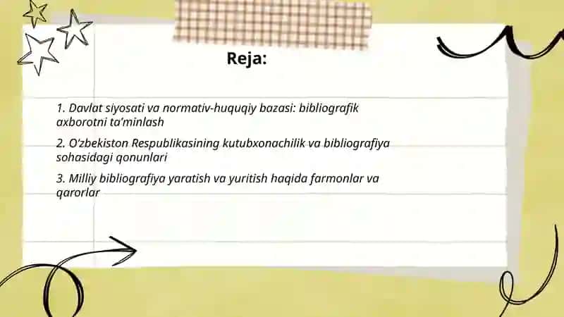 Bibliografik axborotni qondirishga oid davlat hujjatlari 2
