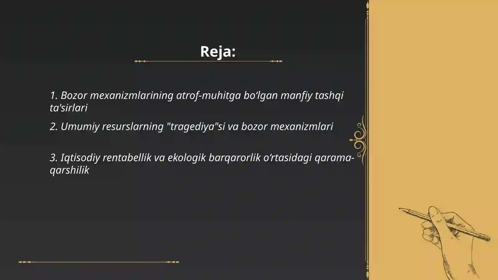 Bozor mexanizmlarini va atrof-muhit o‘rtasidagi o‘zaro qarama qarshiliklari 2