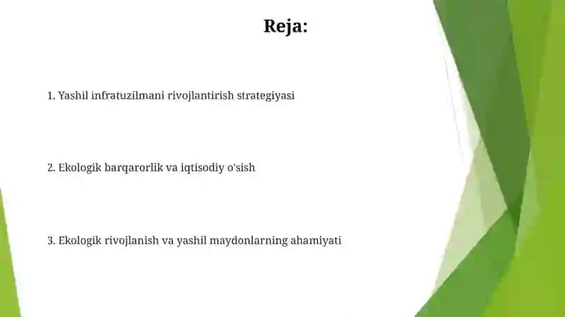 Ekologiani rivojlantrish va yashil makon 2